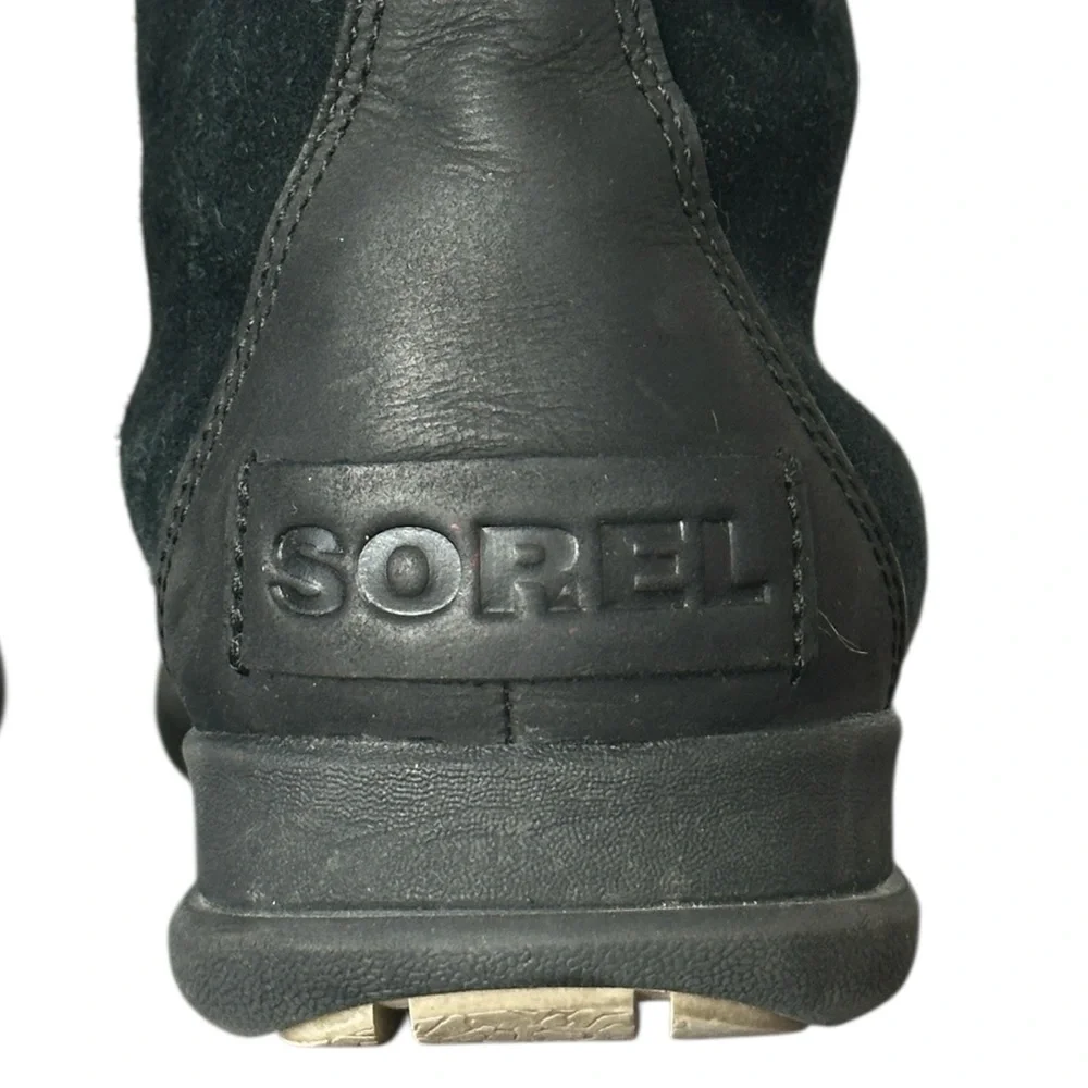 Sorel Women's Explorer Joan Snow‎ Boots in Black Suede & Leather Winter Size 8.5